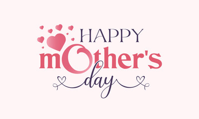 Happy Mother's Day typography design, hand drawn lettering. Holiday lettering isolated on white backgrounds. Calligraphy vector illustration.