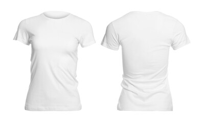 T-shirt with space for design isolated on white. Back and front views