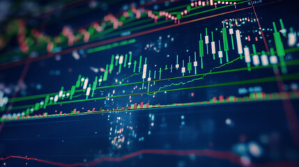 Obraz premium Stock market, financial candle light chart with dotted light abstract background