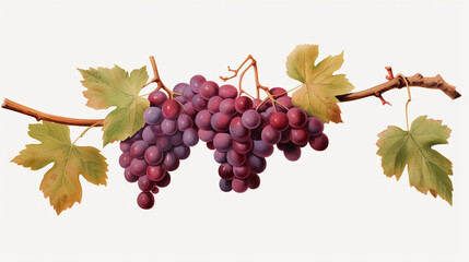 illustration grapes bunch on white background.