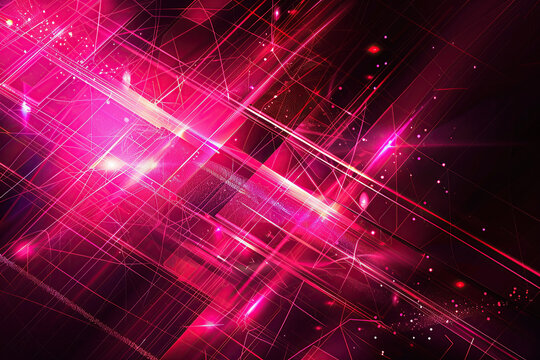 horizontal image of a glowing pink abstract tech background, Generative AI