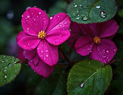 rain drops on pink flower