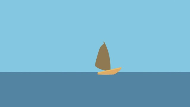 animated flat design sailboat vector illustration