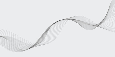 Abstract wave element for design. Digital frequency track equalizer. Stylized line art background. Vector illustration. Wave with lines created using blend tool. Curved wavy line, smooth stripe.