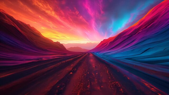  Vibrant abstract landscape, perfect for digital art or video backgrounds