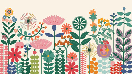 Vector Flat Design: Floral and Botanical Elements - obrazy, fototapety, plakaty