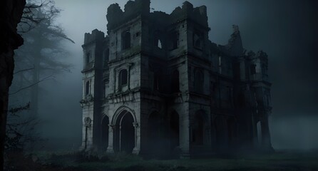 Obraz premium gothic castle in the night, ai generated