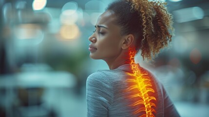 Digital Composite of Osteoporosis Spine Showing Bone Pain Generative AI - obrazy, fototapety, plakaty