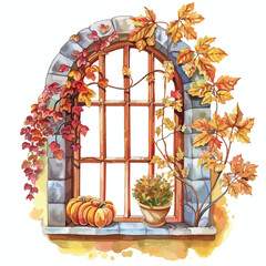 Autumn windows Clipart isolated on white background