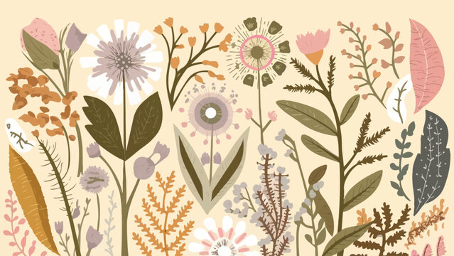 Vector Flat Design: Floral and Botanical Elements