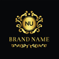 Fototapeta na wymiar Initials letters NU square vector logo design for company branding