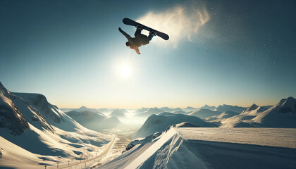 Ski Jumping Thrill: Winter Sports Action - obrazy, fototapety, plakaty