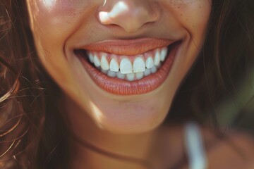 Close-up of a smile with perfect teeth. generative ai