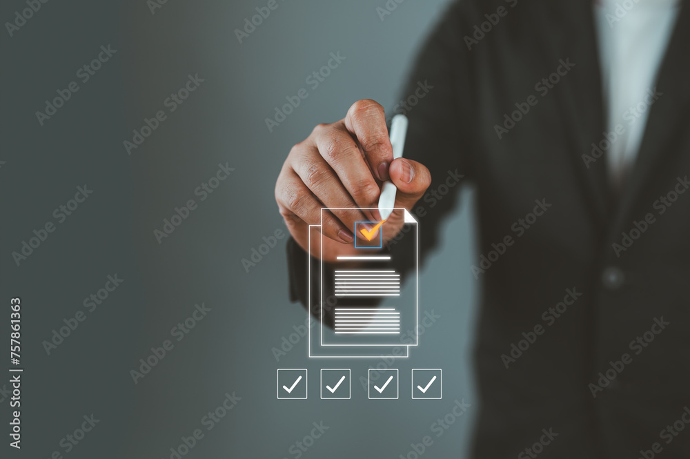 Poster Quality Certificate and Checklist document inspecting target marketing planning assignment with quality management. Standardization, certification. Compliance to regulations service and standards.