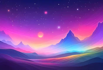 Zelfklevend Fotobehang Galactic Gradient Landscape, Landscape, Galactic, Space, Universe, Cosmos, Gradient, Stars, Nebula, Astronomy, Outer Space, Fantasy, Sci-Fi, Astral, Sky, AI Generated © Say it with silence.