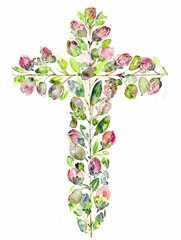 Floral Cross for Church Decoration Generative AI