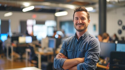 Fototapeta premium American Entrepreneur Leading Tech Startup in Silicon Valley, Entrepreneur, tech startup, Silicon Valley