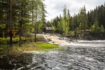 View of Ahvenkoski waterfall in Karelia - 757862395