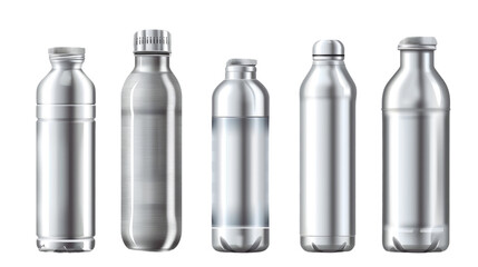 Stainless Steel Reusable Water Bottles Isolated