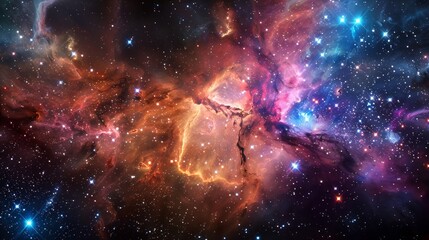 A large nebula with many stars and bright lights, AI