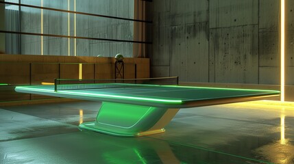 Tennis table with future style lamp light style. 3d rendering - obrazy, fototapety, plakaty