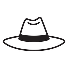 Cowboy hat icon.Western owboy at.Wild west lothes.Wild west hat.Outline vector illustration.Wild west police.Isolated on white background.