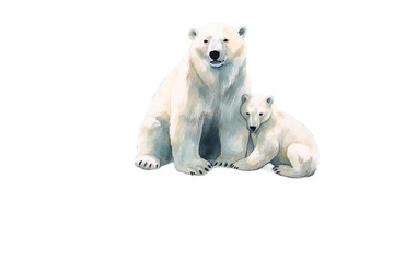 drawing bears Polar floe ice Watercolor