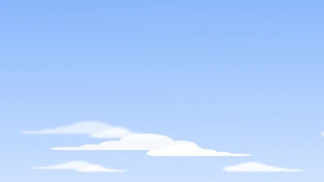 Cloudy sky animation. Animated Clouds timelapse in blue sky background. Natural clouds landscape illustration. Clouds background. Vertical cloudy sky motion background. 