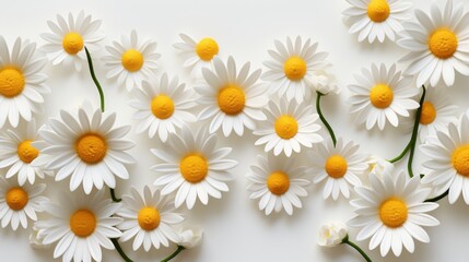 White daisies with yellow centers on a pristine white background