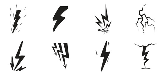 set of simple lightning doodle. Vector illustration of lightning sets
