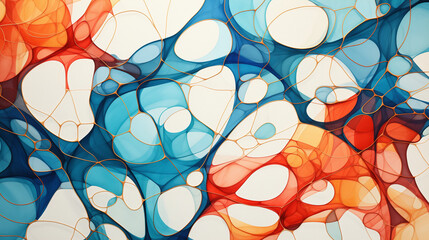 In an abstract watercolor painting, overlapping bubbles in vibrant, translucent hues create a dynamic and playful visual experience.