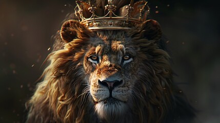 Lion King - A lion wearing a crown, reminiscent of the popular animated movie The Lion King. Generative AI