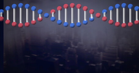 Image of dna strand over landscape