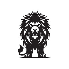 Vector Lion Silhouette Roaring with Intensity in Striking Anger for Graphic Design and Illustration Projects., Angry lion vector, Roaring lion Illustration.
