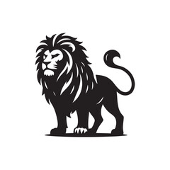 Vector Lion Silhouette Roaring with Intensity in Striking Anger for Graphic Design and Illustration Projects., Angry lion vector, Roaring lion Illustration.