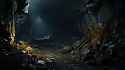 A rare earth mine, Dark and spooky. underground concept.



