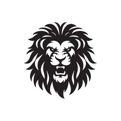 Vector Lion Silhouette Roaring with Intensity in Striking Anger for Graphic Design and Illustration Projects., Angry lion vector, Roaring lion Illustration.