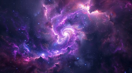 Purple Nebula with Purple Swirls and Purple Spiral Generative AI