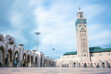 Spacious courtyard of Hassan II Mosque in Casablanca