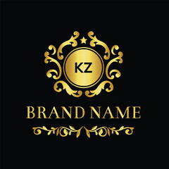Alphabet letter KZ creative logo design
