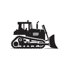 Naklejka premium Vector Bulldozer Silhouette Illustration for Construction, Engineering, and Industrial Design Projects, Bulldozer vector, Bulldozer Illustration.