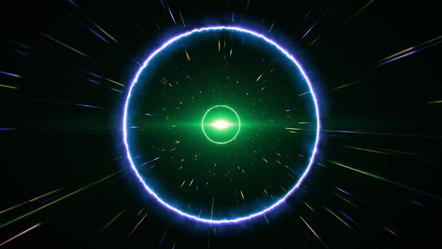Brilhante luz de neon energia circulo espaco vj loop.