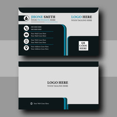Double-sided creative, modern and elegant business card vector design template. Business card for business and personal use. Vector illustration design. Horizontal layout,