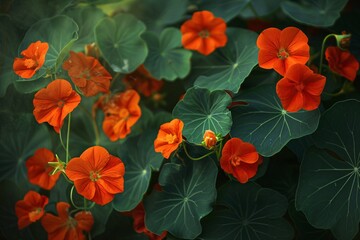 Blooming Beauties: A Vibrant Display of Orange Flowers Generative AI