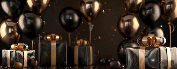 Golden Balloons and Gifts: Celebrate the New Year with a Blinged-Out Bash! Generative AI