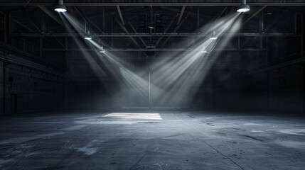 Illuminated Warehouse A Glimpse into the Future of Industrial Lighting Generative AI - obrazy, fototapety, plakaty
