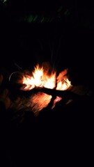 fire burning in the fireplace