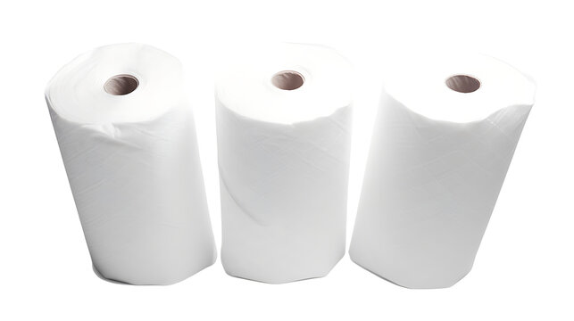  Roll of paper kitchen towels isolated on white, transparent background. PNG