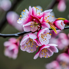Beautiful cherry blossom sakura in springtime pink peach flowers on white background Ai generated