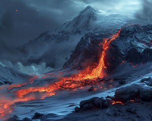 Snow in a volcano